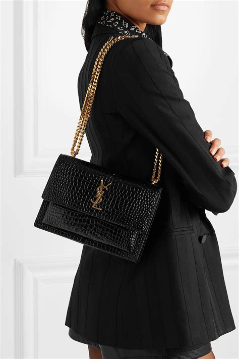 ysl small sunset bag black|YSL sunset bag croc grey.